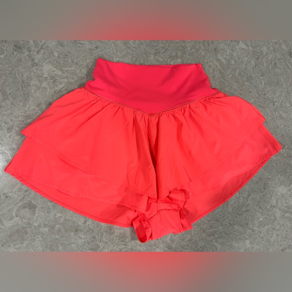NWOT Aerie Layered Flowy Skort/Shorts XS Neon Pink/Orange